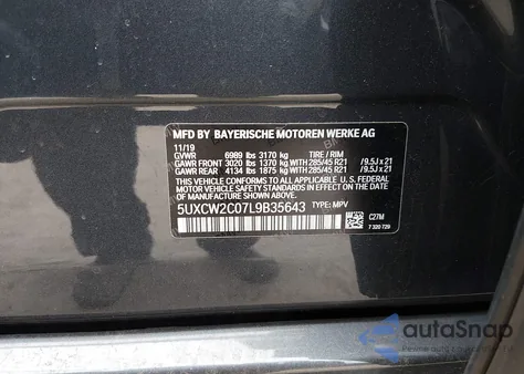 2020 BMW X7 xDrive40I z USA, uszkodzony, nr VIN 5UXCW2C07L9B35643